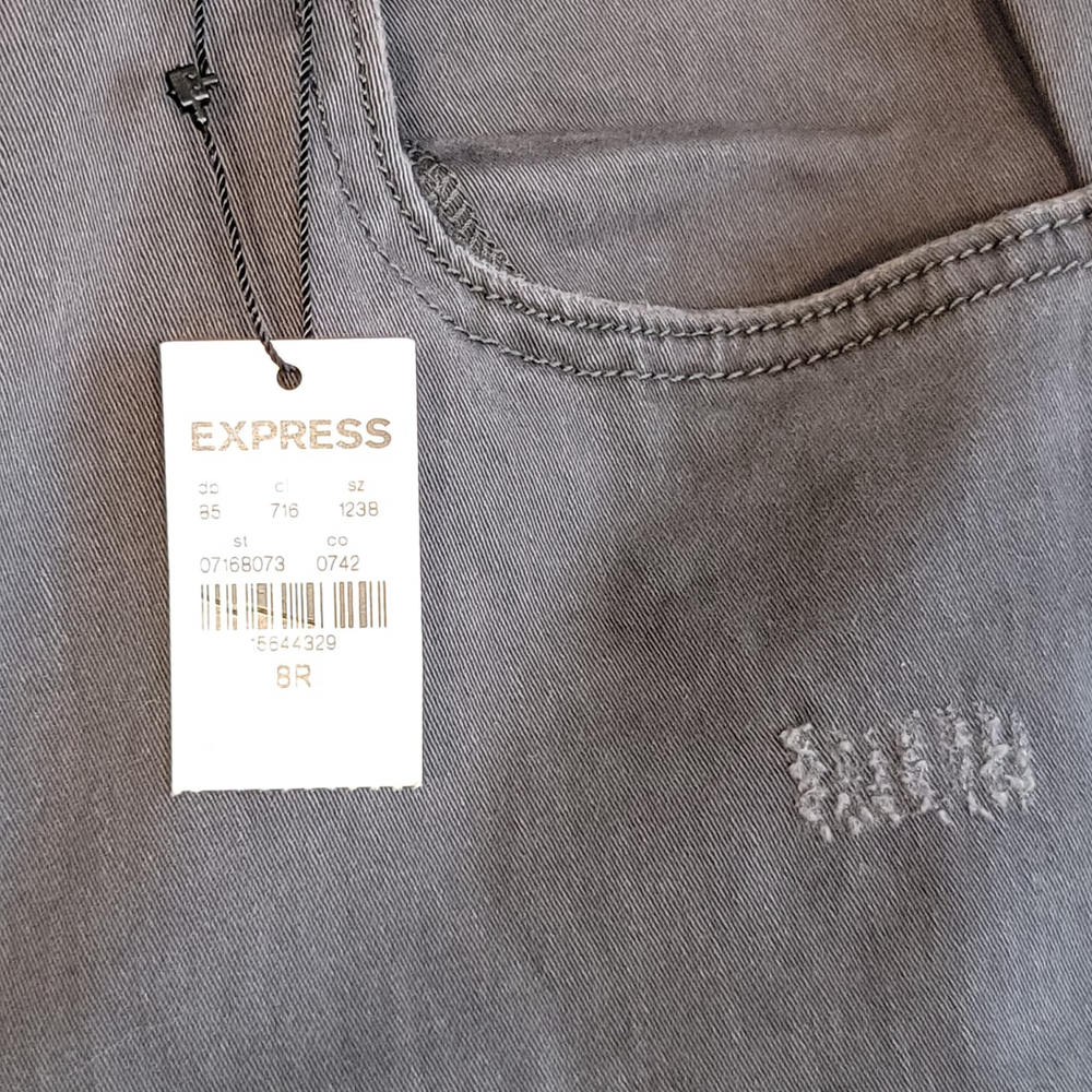 NEW Express High Rise Ankle Legging Distressed Frayed Skinny Gray Grey 8 Jeans - Picture 4 of 10